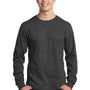 Port & Company Mens Core Long Sleeve Crewneck T-Shirt - Heather Dark Grey