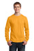 Port & Company PC54LS Mens Core Long Sleeve Crewneck T-Shirt Gold Front