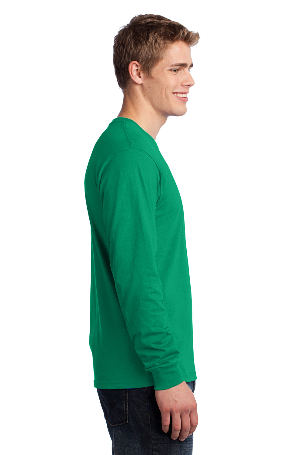 Port & Company PC54LS Mens Core Long Sleeve Crewneck T-Shirt Kelly Green Side