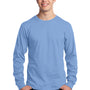 Port & Company Mens Core Long Sleeve Crewneck T-Shirt - Light Blue