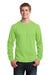 Port & Company PC54LS Mens Core Long Sleeve Crewneck T-Shirt Lime Green Front