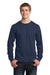 Port & Company PC54LS Mens Core Long Sleeve Crewneck T-Shirt Navy Blue Front