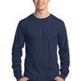 Port & Company Mens Core Long Sleeve Crewneck T-Shirt - Navy Blue