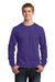 Port & Company PC54LS Mens Core Long Sleeve Crewneck T-Shirt Purple Front