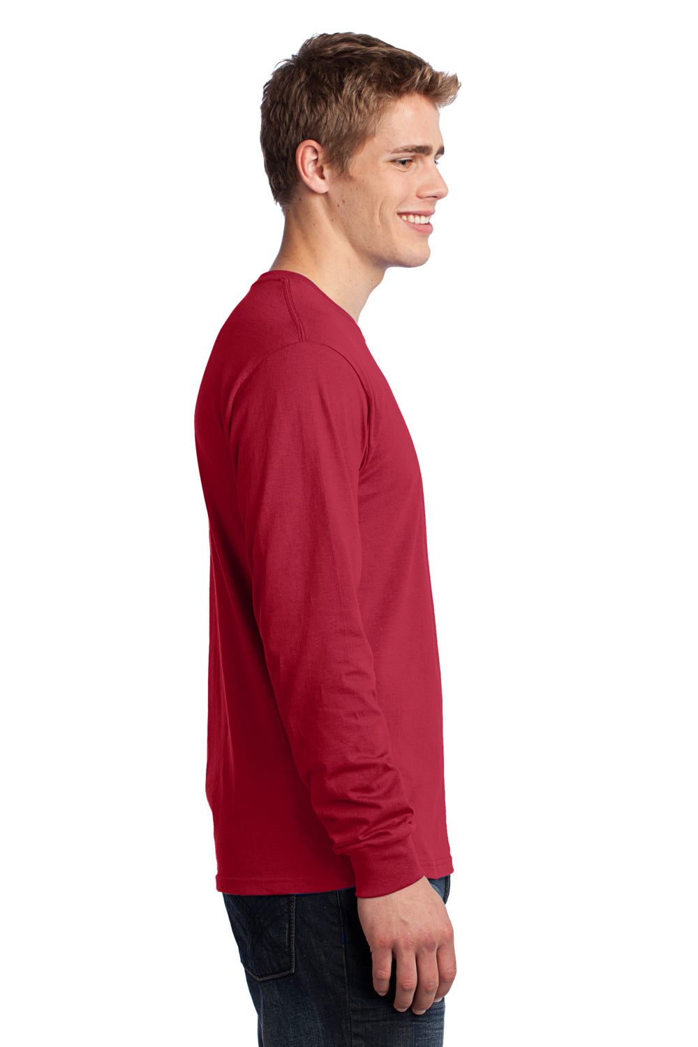 Port & Company PC54LS Mens Core Long Sleeve Crewneck T-Shirt Red Side