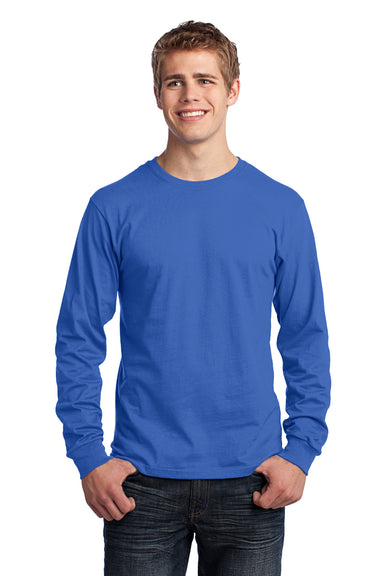 Port & Company PC54LS Mens Core Long Sleeve Crewneck T-Shirt Royal Blue Front