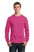Port & Company PC54LS Mens Core Long Sleeve Crewneck T-Shirt Sangria Pink Front