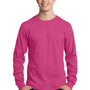 Port & Company Mens Core Long Sleeve Crewneck T-Shirt - Sangria Pink