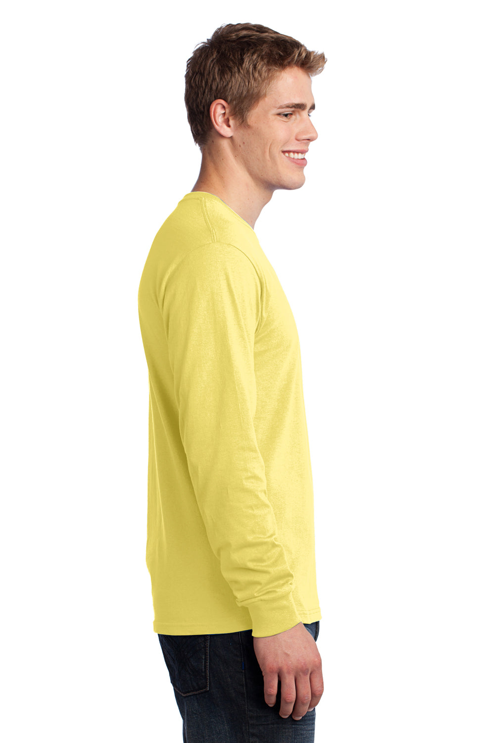 Port & Company PC54LS Mens Core Long Sleeve Crewneck T-Shirt Yellow Side