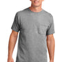 Port & Company Mens Core Short Sleeve Crewneck T-Shirt w/ Pocket - Heather Grey
