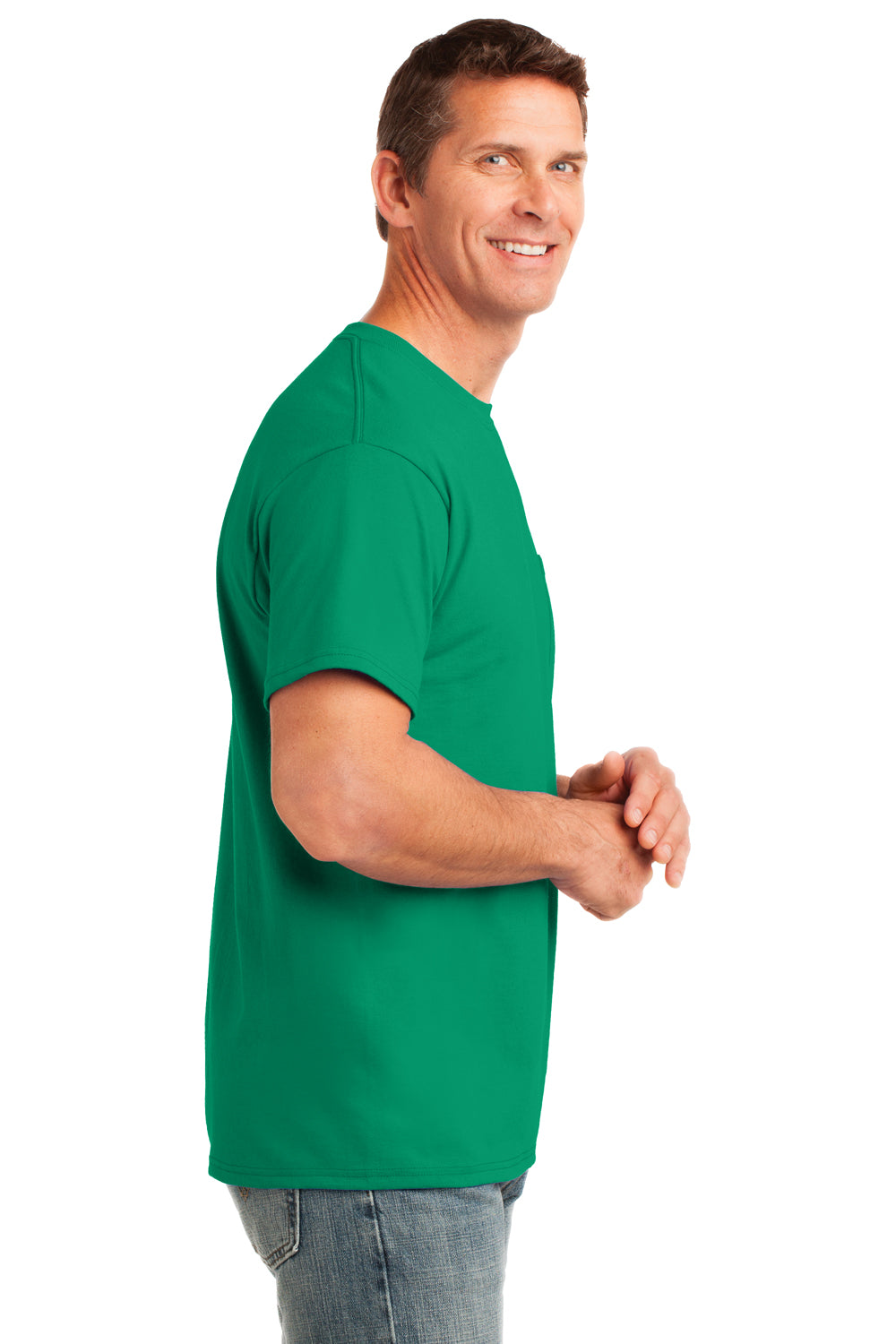 Port & Company PC54P Mens Core Short Sleeve Crewneck T-Shirt w/ Pocket Kelly Green Side