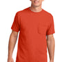 Port & Company Mens Core Short Sleeve Crewneck T-Shirt w/ Pocket - Orange
