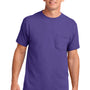 Port & Company Mens Core Short Sleeve Crewneck T-Shirt w/ Pocket - Purple - Closeout