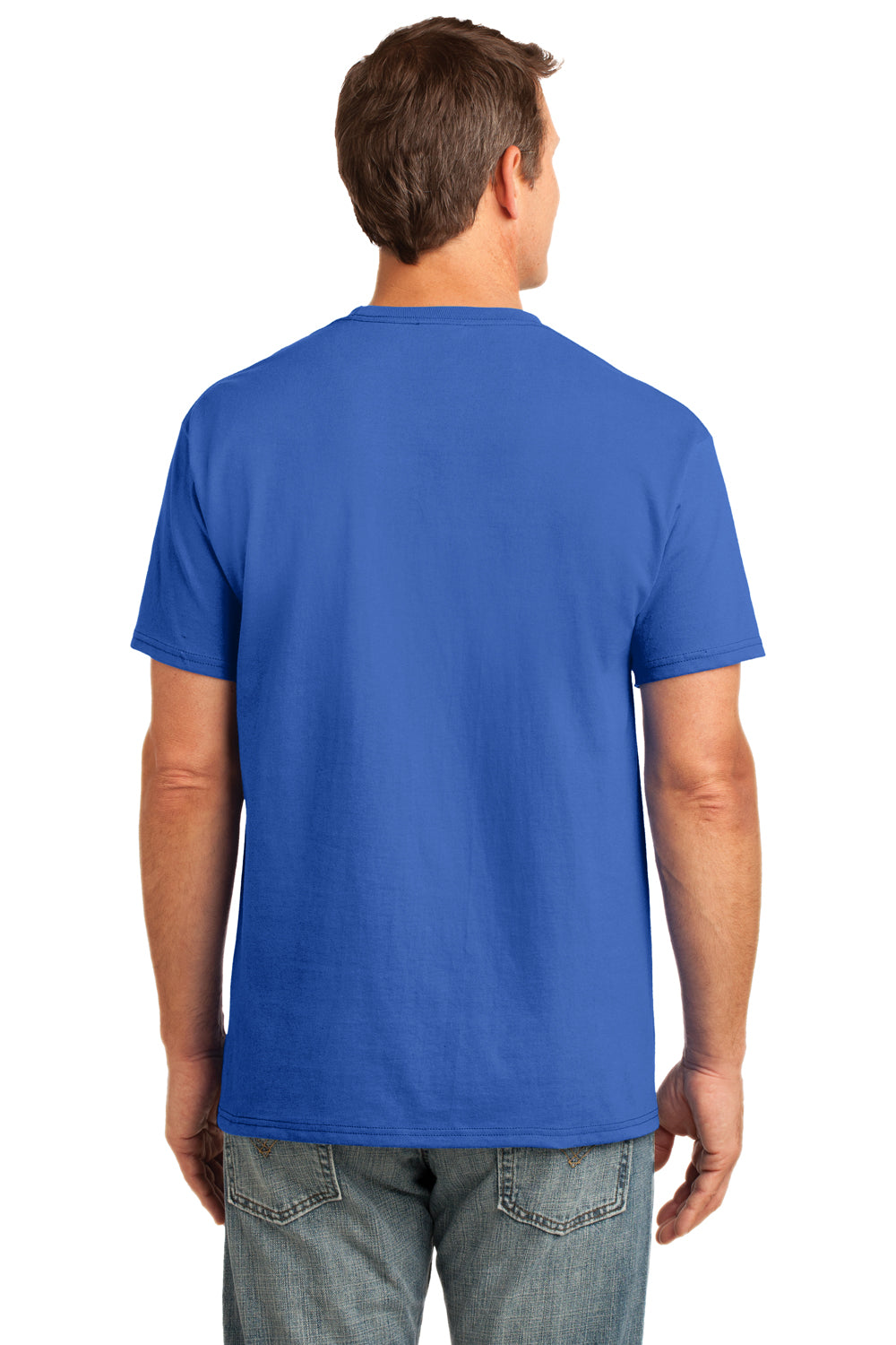 Port & Company PC54P Mens Core Short Sleeve Crewneck T-Shirt w/ Pocket Royal Blue Back