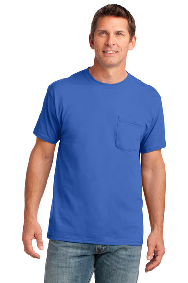 Port & Company PC54P Mens Core Short Sleeve Crewneck T-Shirt w/ Pocket Royal Blue Front