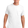 Port & Company Mens Core Short Sleeve Crewneck T-Shirt w/ Pocket - White
