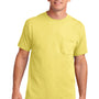 Port & Company Mens Core Short Sleeve Crewneck T-Shirt w/ Pocket - Yellow
