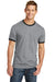 Port & Company PC54R Mens Core Ringer Short Sleeve Crewneck T-Shirt Heather Grey/Black Front