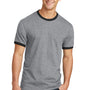 Port & Company Mens Core Ringer Short Sleeve Crewneck T-Shirt - Heather Grey/Jet Black