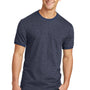 Port & Company Mens Core Ringer Short Sleeve Crewneck T-Shirt - Heather Navy Blue/Navy Blue