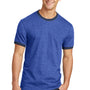 Port & Company Mens Core Ringer Short Sleeve Crewneck T-Shirt - Heather Royal Blue/Navy Blue