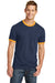 Port & Company PC54R Mens Core Ringer Short Sleeve Crewneck T-Shirt Navy Blue/Gold Front