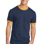 Port & Company Mens Core Ringer Short Sleeve Crewneck T-Shirt - Navy Blue/Gold