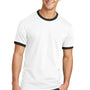 Port & Company Mens Core Ringer Short Sleeve Crewneck T-Shirt - White/Jet Black