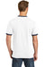 Port & Company PC54R Mens Core Ringer Short Sleeve Crewneck T-Shirt White/Navy Blue Back