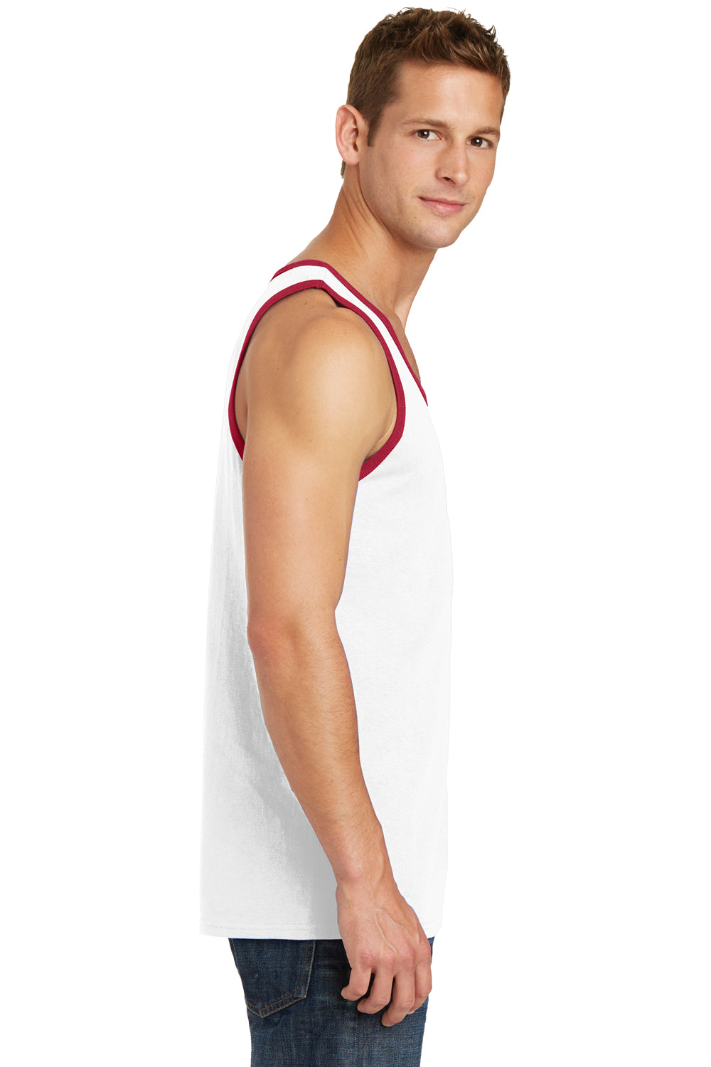 Port & Company PC54TT Mens Core Tank Top White/Red Side