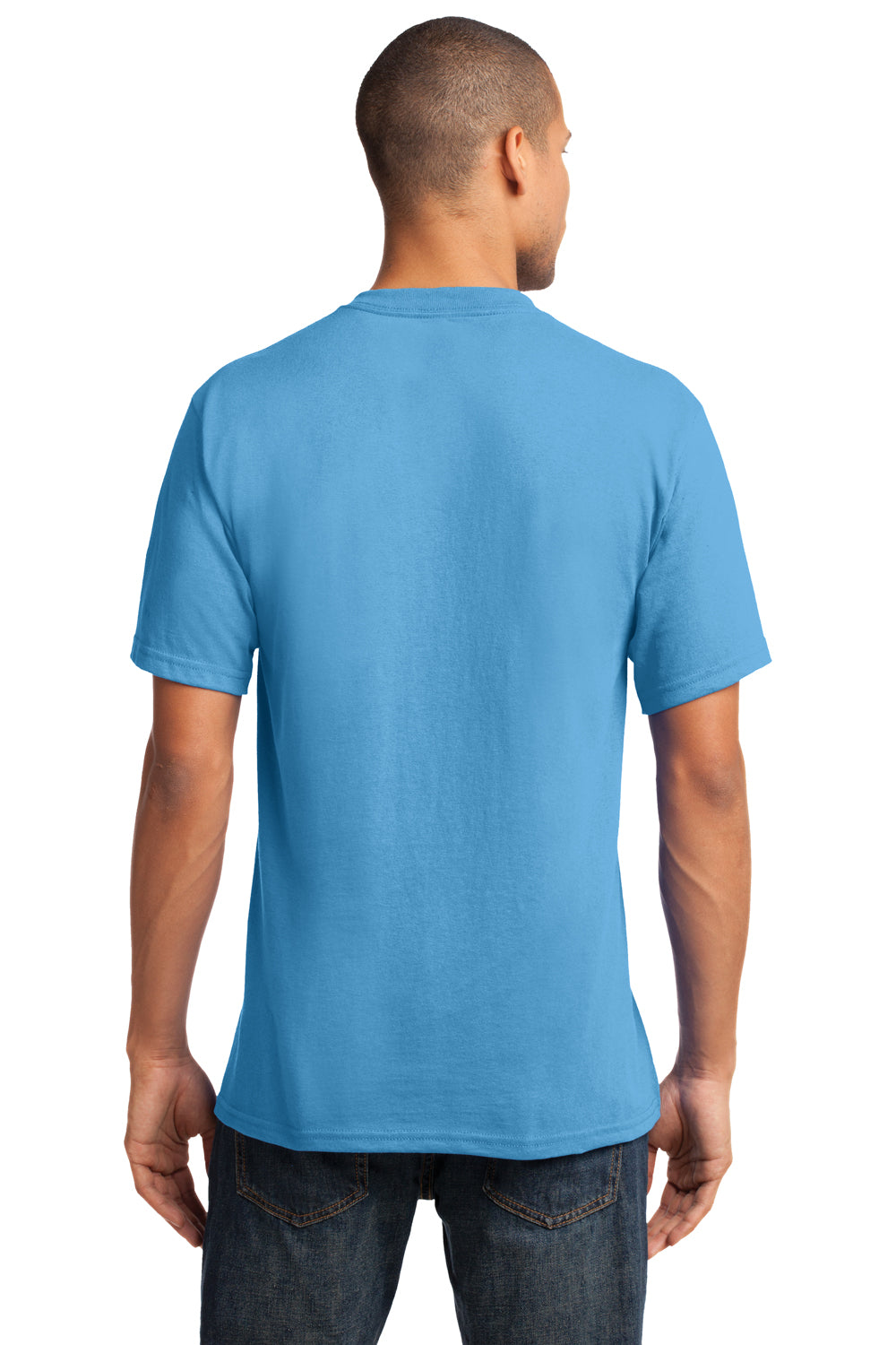 Port & Company PC54V Mens Core Short Sleeve V-Neck T-Shirt Aqua Blue Back