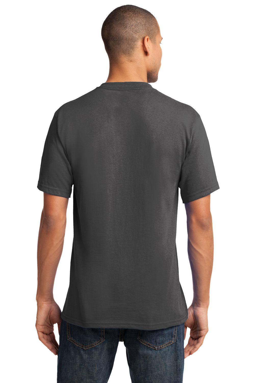 Port & Company PC54V Mens Core Short Sleeve V-Neck T-Shirt Charcoal Grey Back