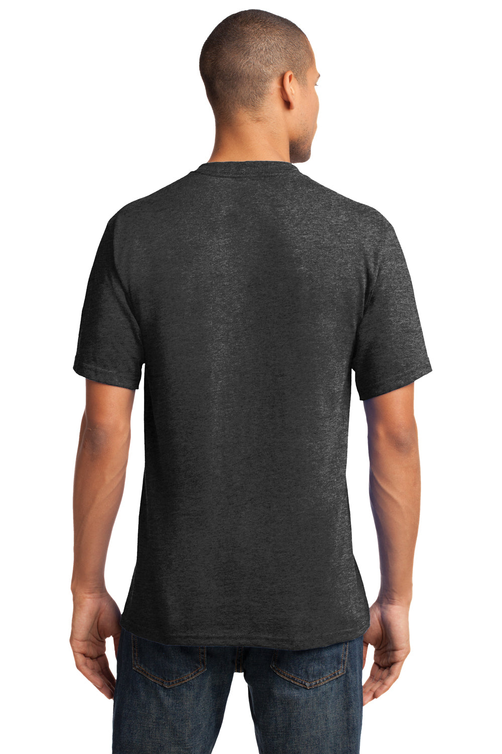 Port & Company PC54V Mens Core Short Sleeve V-Neck T-Shirt Heather Dark Grey Back