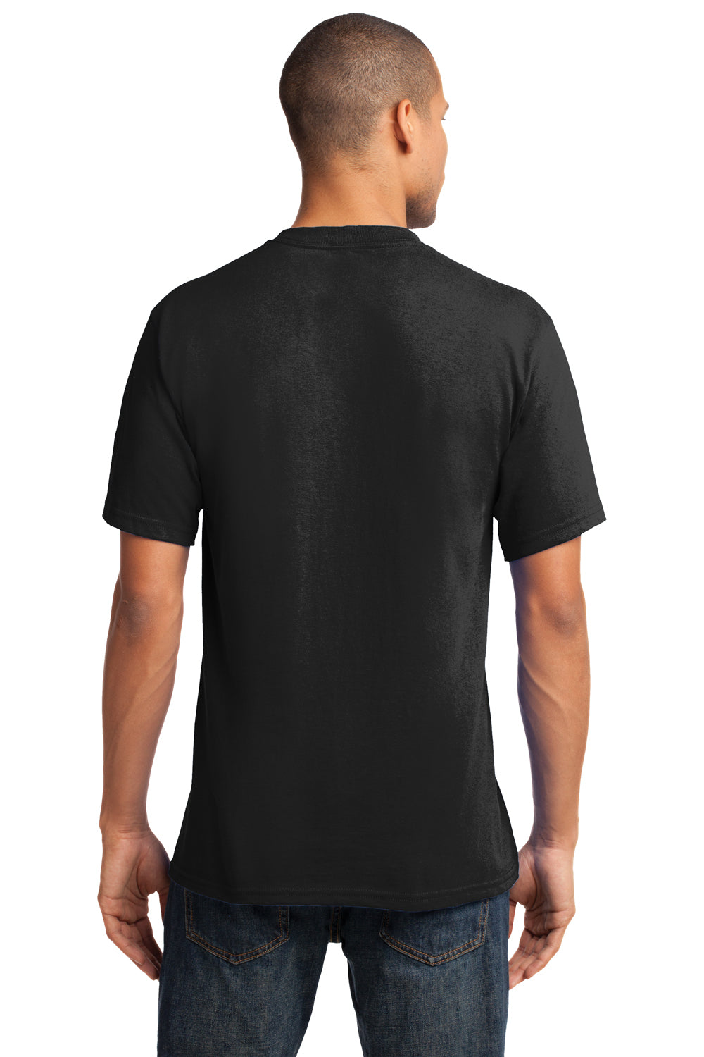 Port & Company PC54V Mens Core Short Sleeve V-Neck T-Shirt Black Back