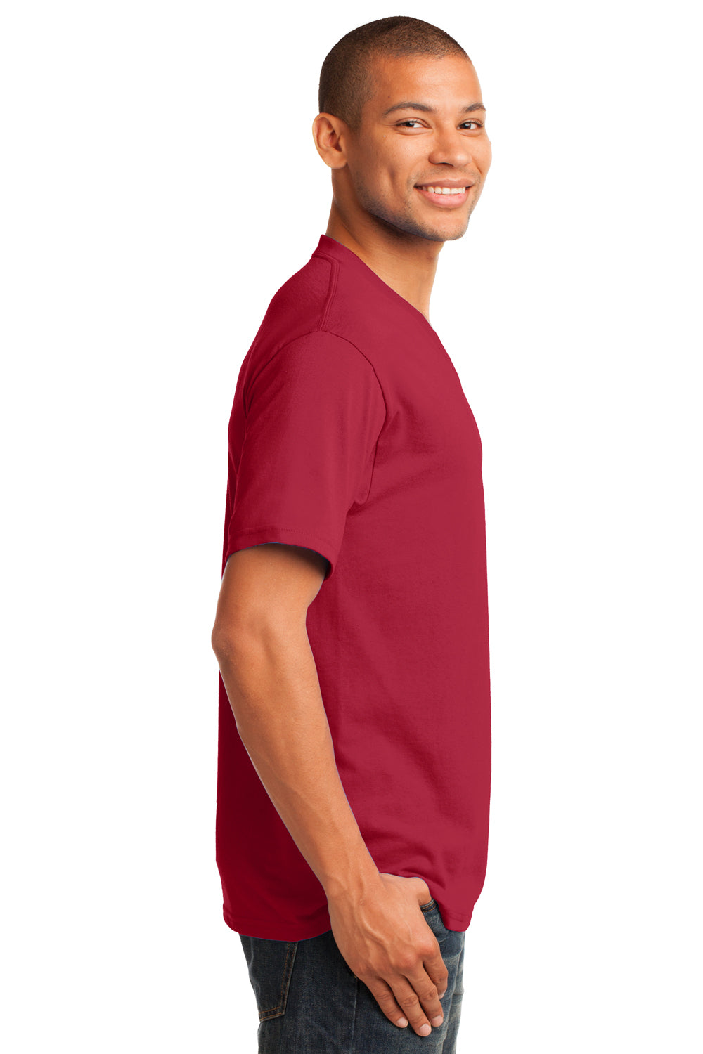 Port & Company PC54V Mens Core Short Sleeve V-Neck T-Shirt Red Side