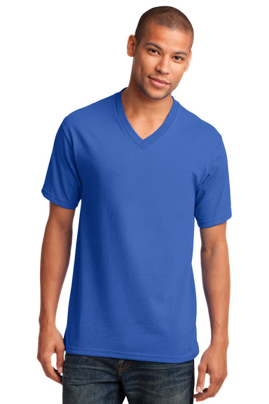 Port & Company PC54V Mens Core Short Sleeve V-Neck T-Shirt Royal Blue Front