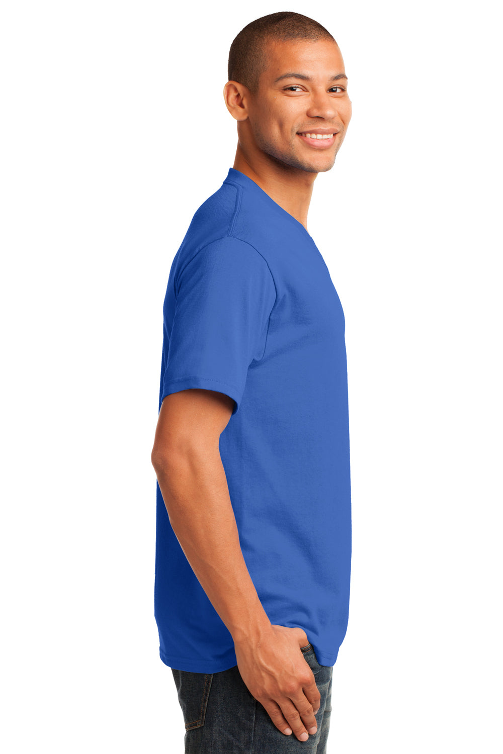 Port & Company PC54V Mens Core Short Sleeve V-Neck T-Shirt Royal Blue Side