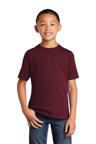 Port & Company PC54Y Youth Core Short Sleeve Crewneck T-Shirt Maroon Front