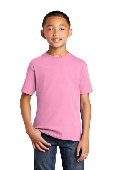 Port & Company PC54Y Youth Core Short Sleeve Crewneck T-Shirt Candy Pink Front