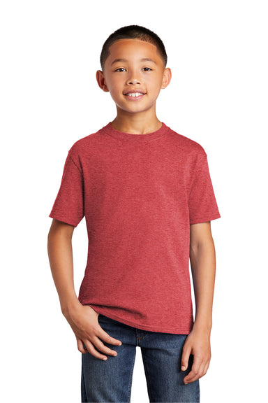 Port & Company PC54Y Youth Core Short Sleeve Crewneck T-Shirt Heather Red Front