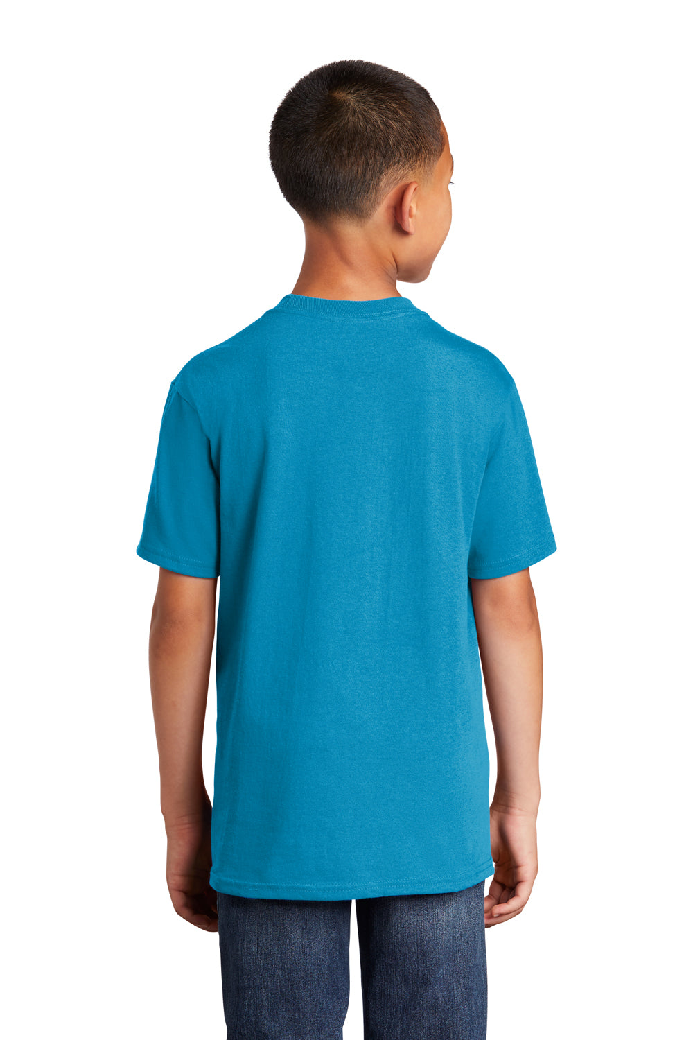 Port & Company PC54Y Youth Core Short Sleeve Crewneck T-Shirt Neon Blue Back