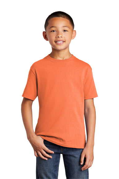 Port & Company PC54Y Youth Core Short Sleeve Crewneck T-Shirt Neon Orange Front