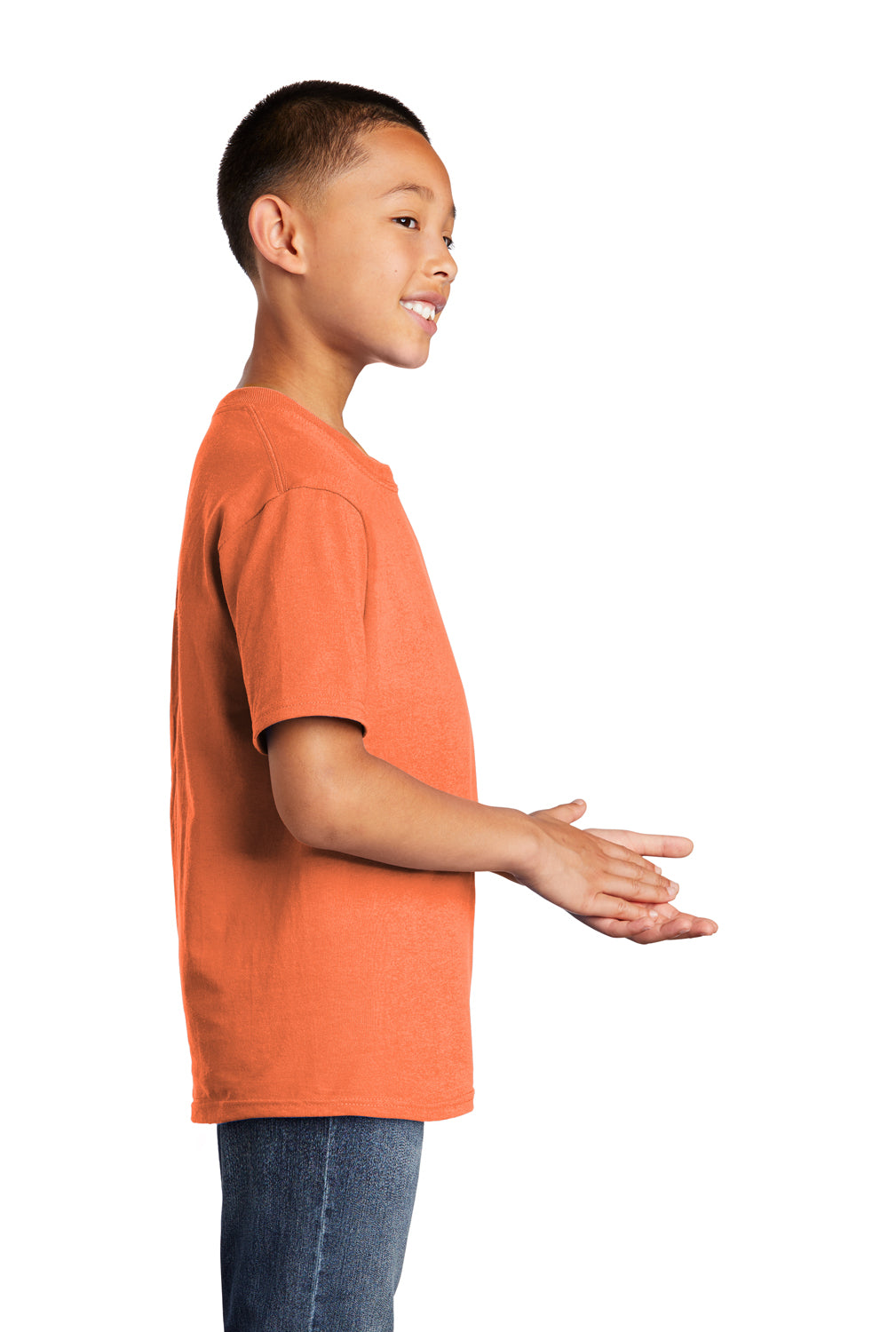 Port & Company PC54Y Youth Core Short Sleeve Crewneck T-Shirt Neon Orange Side