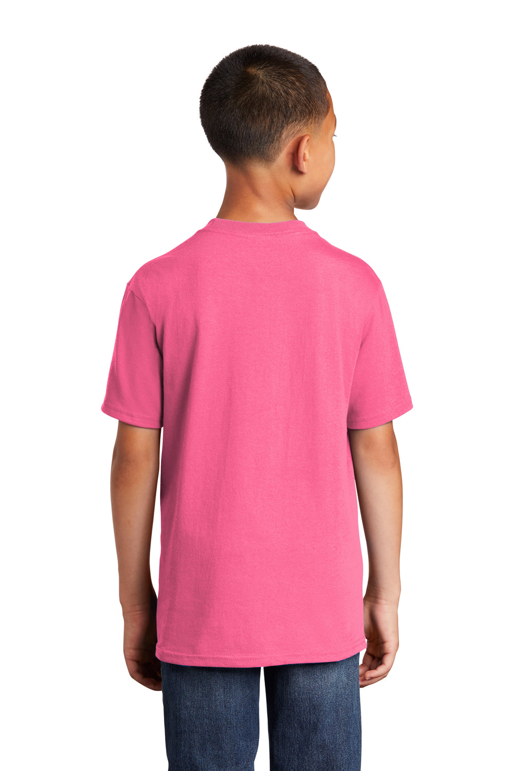 Port & Company PC54Y Youth Core Short Sleeve Crewneck T-Shirt Neon Pink Back