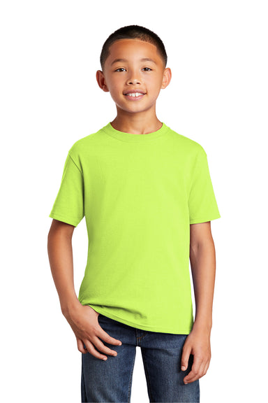 Port & Company PC54Y Youth Core Short Sleeve Crewneck T-Shirt Neon Yellow Front