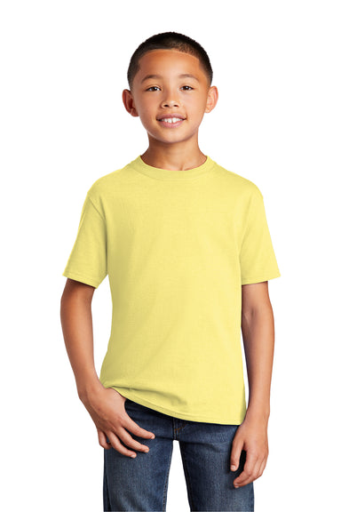 Port & Company PC54Y Youth Core Short Sleeve Crewneck T-Shirt Yellow Front