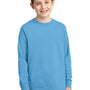 Port & Company Youth Core Long Sleeve Crewneck T-Shirt - Aquatic Blue