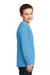 Port & Company PC54YLS Youth Core Long Sleeve Crewneck T-Shirt Aqua Blue Side