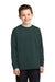 Port & Company PC54YLS Youth Core Long Sleeve Crewneck T-Shirt Dark Green Front