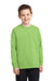 Port & Company PC54YLS Youth Core Long Sleeve Crewneck T-Shirt Lime Green Front